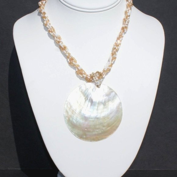 Custom Jewelry - Handmade Gold Round Oyster Shell Necklace